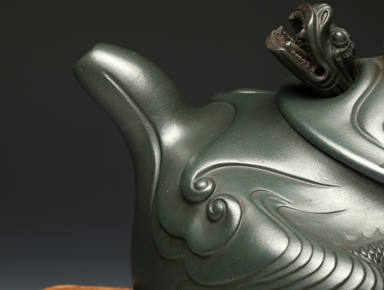 民國朱可心綠魚化龍宜興紫砂壺