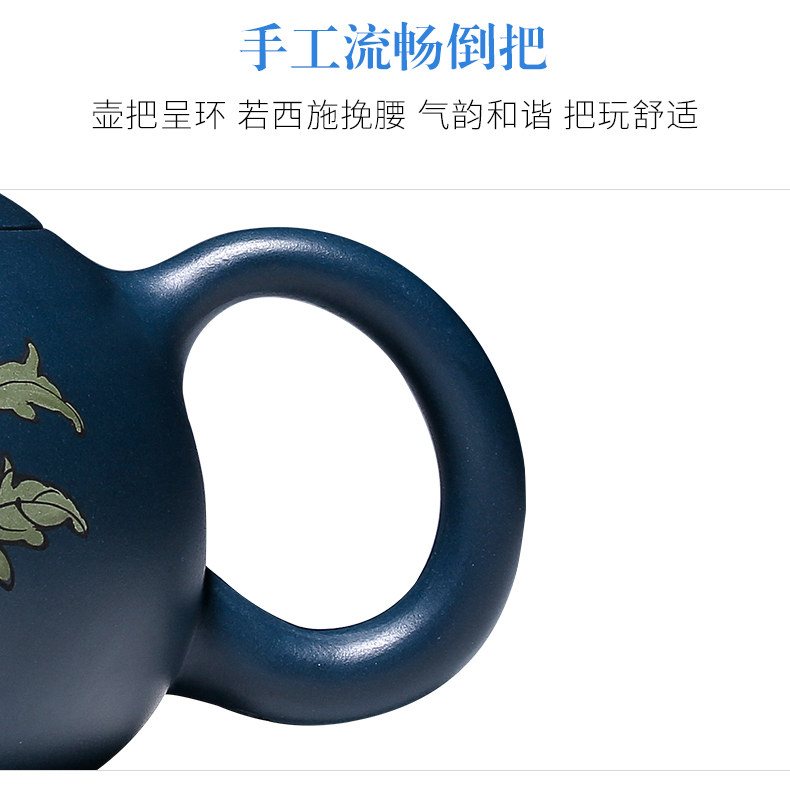 純手工紫砂壺，小巧琺瑯印花紫砂壺